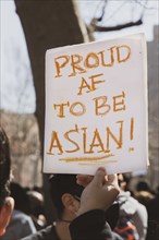 Proud AF to be Asian! Sign at Anti-Asian Violence Rally
