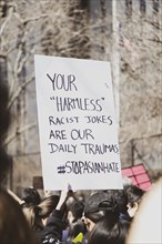 Your Harmless Racist Jokes Sign at Anti-Asian Violence Rally