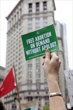 Free Abortion on Demand Green Sticker at Abortion Rights Rally