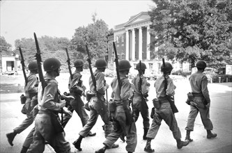 Federalized National Guard Troops on campus when African Americans Vivian Malone and James Hood registered for classed