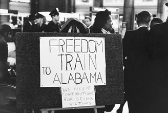 Sign announcing "Freedom Train to Alabama"