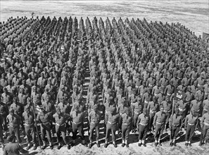 Soldiers of 41st Engineers in formation on Parade Ground