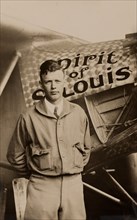 Charles Lindbergh with his airplane Spirit of St. Louis