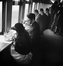 Commuters on train to New York City