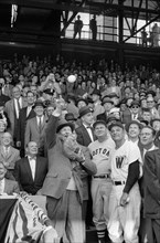 U.S. President Dwight D. Eisenhower throwing out first pitch on Opening Day
