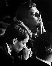 U.S. Senator John F. Kennedy with Robert F. Kennedy during Johnson-Kennedy debate