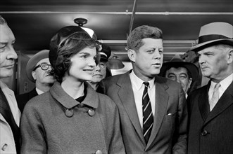 U.S. Senator  and Democratic nominee for U.S. President John F. Kennedy with his wife Jacqueline Kennedy