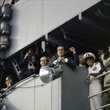 U.S. President Richard M. Nixon on deck of USS Hornet