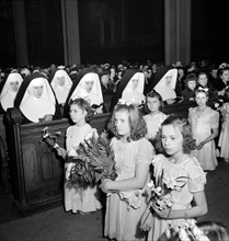 Procession and high mass at Corpus Christi church in Polish community, Buffalo, New York, USA,