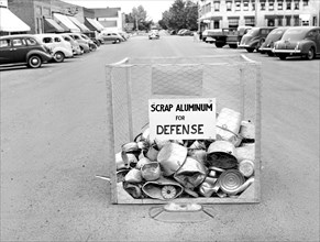 Collection of scrap aluminum for defense. Nez Perce, Idaho, USA, Russell Lee, U.S. Farm Security