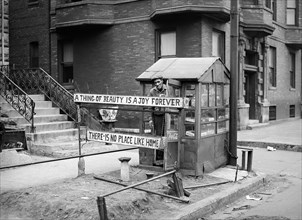 Candy stand with owner, South Side, Chicago, Illinois, USA, Russell Lee, U.S. Farm Security