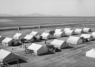 Tents at FSA (Farm Security Administration) farm workers' community, Friendly Corners, Arizona,