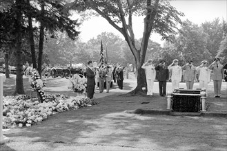 People at gravesite of John Foster Dulles during his burial, Arlington National Cemetery,