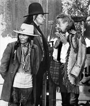 Fran Kaquitts, Will Sampson, Paul Newman, on-set of the film, "Buffalo Bill and the Indians, or