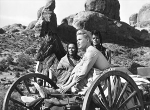 Dolores Del Rio, Carroll Baker, Gilbert Roland, on-set of the film, "Cheyenne Autumn", Warner Bros