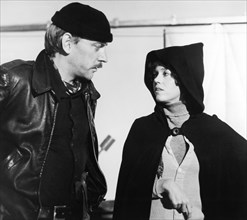 Donald Sutherland, Jane Fonda, on-set of the film, "Steelyard Blues", Warner Bros., 1972