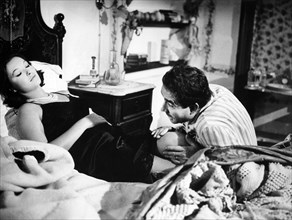 Marina Vlady, Ugo Tognazzi, on-set of the Italian film, "The Conjugal Bed", Italian: Una Storia