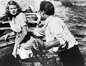 Ingrid Bergman, Mario Vitale, on-set of the Italian-American film, "Stromboli", Italian: