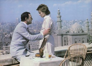 Maurice Ronet, Lesley-Anne Down, on-set of the film, "Sphinx", Warner Bros., 1981