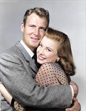 Charles Drake, Peggy Dow, publicity portrait for the film, "You Never Can Tell", Universal