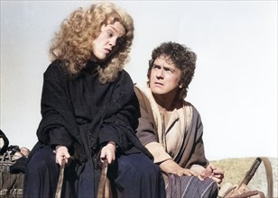 Madeline Kahn, Dudley Moore, on-set of the film, "Wholly Moses", Columbia Pictures, 1979