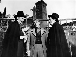 Arturo Dominici, Georges Rivière, Giovanni Cianfriglia, on-set of the film, "Castle Of Blood",