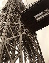 George Washington Bridge, low angle view detail, Riverside Drive and 179th Street, New York City,