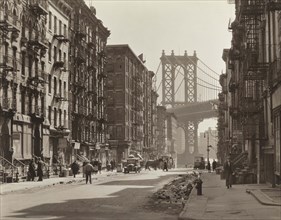 Pike Street at Henry Street looking toward Manhattan Bridge, New York City, New York, USA, Berenice