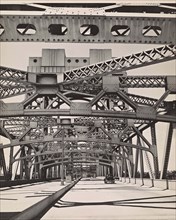 Triborough Bridge, steel girders, New York City, New York, USA, Berenice Abbott, Federal Art