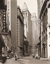 Broad Street looking toward Wall Street, New York City, New York, USA, Berenice Abbott, Federal Art