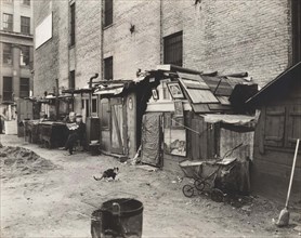 Unemployed and huts, West Houston and Mercer Streets, New York City, New York, USA, Berenice