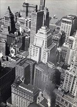 High angle view of Financial District rooftops, New York City, New York, USA, Berenice Abbott,