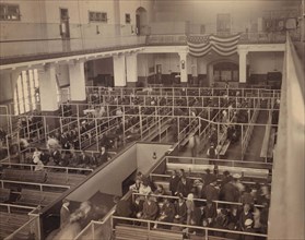 Arriving immigrants waiting to be processed, Ellis Island, New York City, New York, USA, Detroit