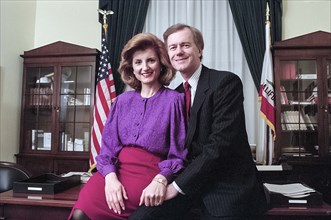 U.S. Congressman Michael Huffington (R-California), with his wife Arianna, half-length portrait in