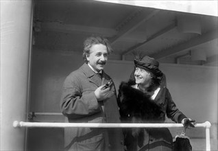 Albert Einstein and wife Elsa onboard S.S. Rotterdam ocean liner, Bain News Service, April 1921