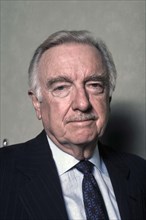 American broadcast journalist, Walter Cronkite, head and shoulders portrait, New York City, New