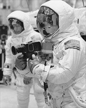 Apollo 11 Spacecraft Commander Neil Armstrong (front) and Lunar Module Pilot Edwin E. Aldrin (rear)