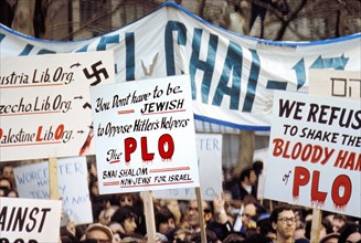 Anti-Palestine Liberation Organization protest, New York City, New York, USA, Bernard Gotfryd, 1985