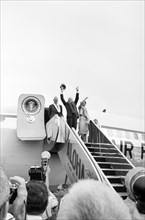 U.S. President Dwight Eisenhower (center), his son Major John Eisenhower and his son's wife Barbara