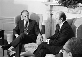 U.S. President Gerald Ford meeting with Yitzhak Rabin, Prime Minister of Israel, at the White