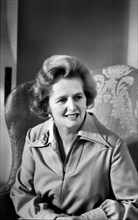 British Conservative Party leader and Leader of the Opposition Margaret Thatcher, half-length