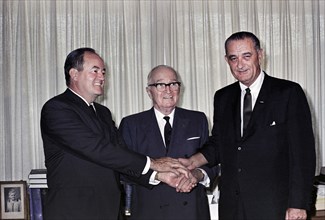 U.S. Vice President Hubert Humphrey, former U.S. President Harry S. Truman, and U.S. President