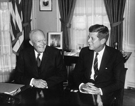 U.S. President Dwight Eisenhower meeting with U.S. President-elect John Kennedy, Oval Office, White