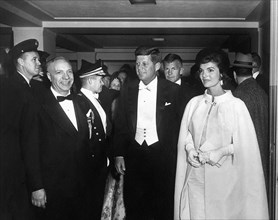 U.S. President John Kennedy and First Lady Jacqueline Kennedy arriving at Inaugural Ball, National