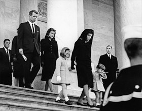 Former U.S. First Lady Jacqueline Kennedy and her children, Caroline Kennedy and John F. Kennedy,