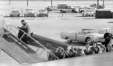 Late U.S. President John Kennedy’s casket transferred to Air Force One, Love Field, Dallas, Texas,