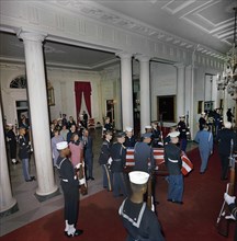 Arrival of late U.S. President John Kennedy’s casket, followed by Jacqueline Kennedy, Robert