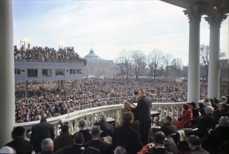 U.S. President Lyndon Johnson delivering his inaugural address, U.S. Capitol, Washington, D.C.,