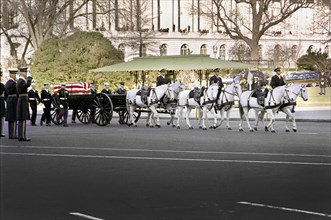 Horse-Drawn Caisson in Funeral Procession, funeral of former U.S. President Lyndon Johnson,