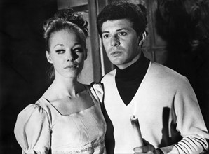 Jill Haworth, Frankie Avalon, on-set of the British film, "The Haunted House of Horror", aka